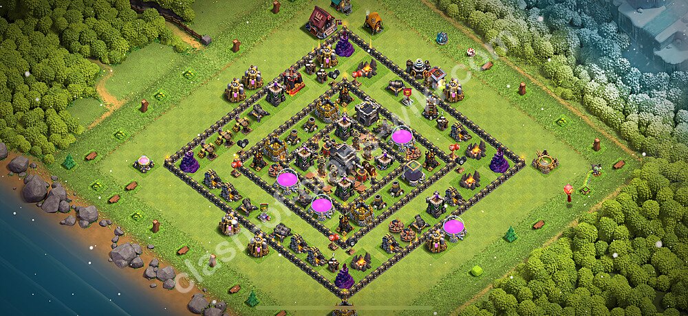 Die Anti 2 Sterne Base RH9 + Link, Anti Air / Dragon 2026 - COC Rathaus 9 Kopieren Base, #1588