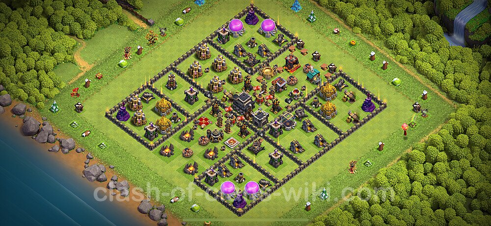 TH9 Trophy Base Plan with Link, Copy Town Hall 9 Base Design 2024, #1679
