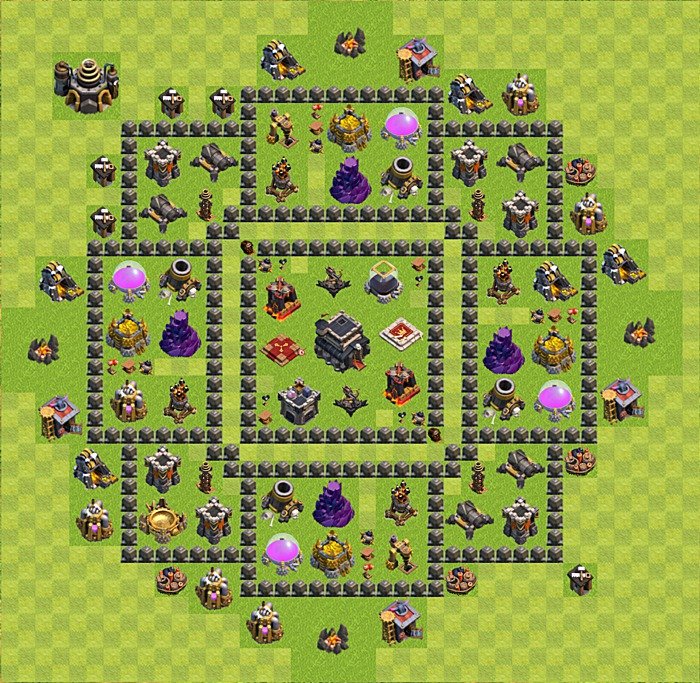 Diseño de aldea para Defensa Ayuntamiento 9 - COC TH9 Perfecta Distribucion, #22