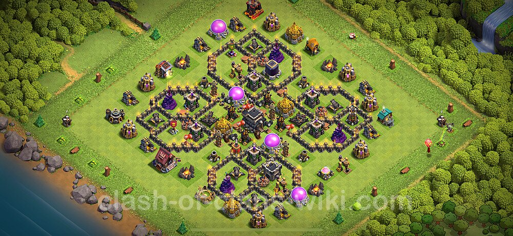 TH9 Trophy Base Plan with Link, Copy Town Hall 9 Base Design 2025, #2904