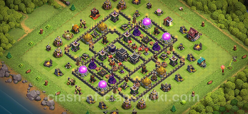 Anti Everything TH9 Base Plan with Link, Hybrid, Copy Town Hall 9 Design 2025, #2905