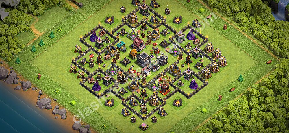 TH9 Anti 3 Stars Base Plan with Link, Copy Town Hall 9 Base Design 2026, #3283