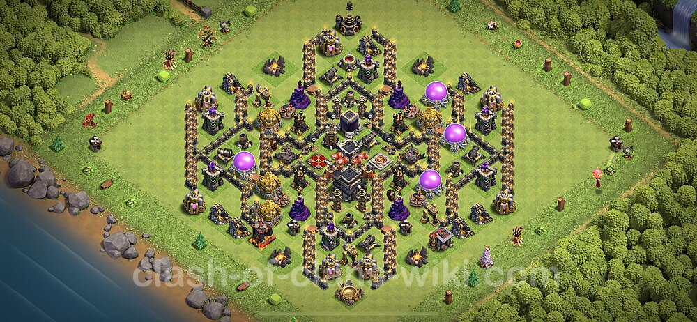 Die Anti 2 Sterne Base RH9 + Link, Hybrid - COC Rathaus 9 Kopieren Base, #367