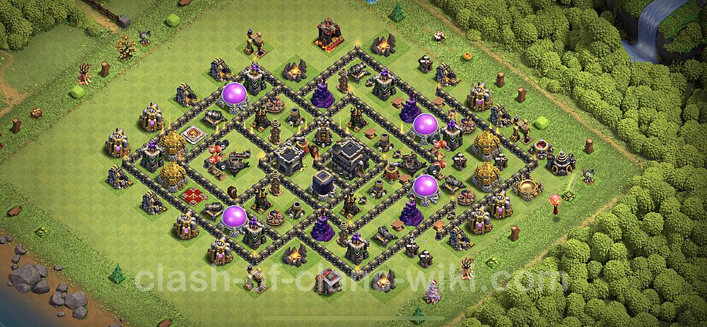 TH9 Anti 3 Stars Base Plan with Link, Anti Everything, Copy Town Hall 9 Base Design 2023, #386
