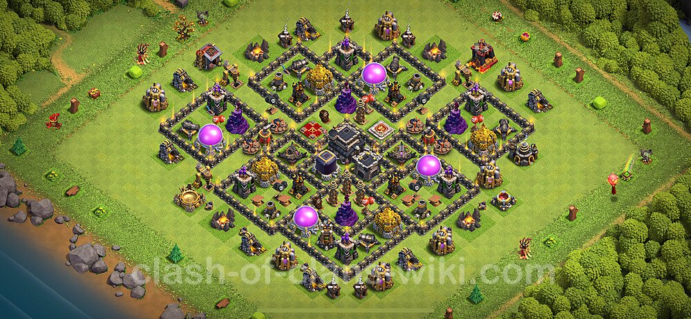 Anti Everything TH9 Base Plan with Link, Hybrid, Copy Town Hall 9 Design 2024, #387