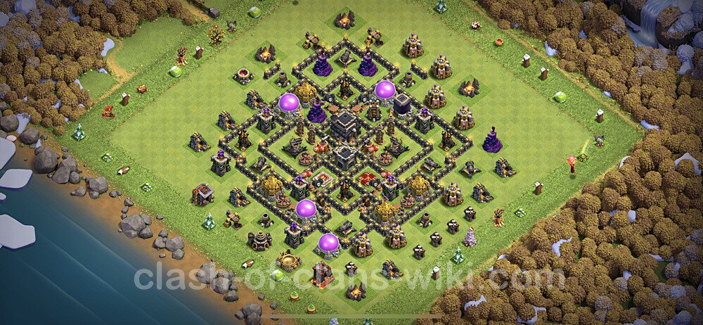 TH9 Anti 3 Stars Base Plan with Link, Anti Everything, Copy Town Hall 9 Base Design 2023, #394
