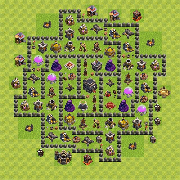 TH9 Trophy Base Plan, Town Hall 9 Base Design, #62