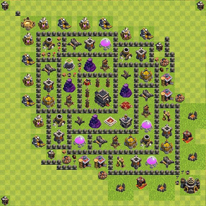 TH9 Trophy Base Plan, Town Hall 9 Base Design, #66