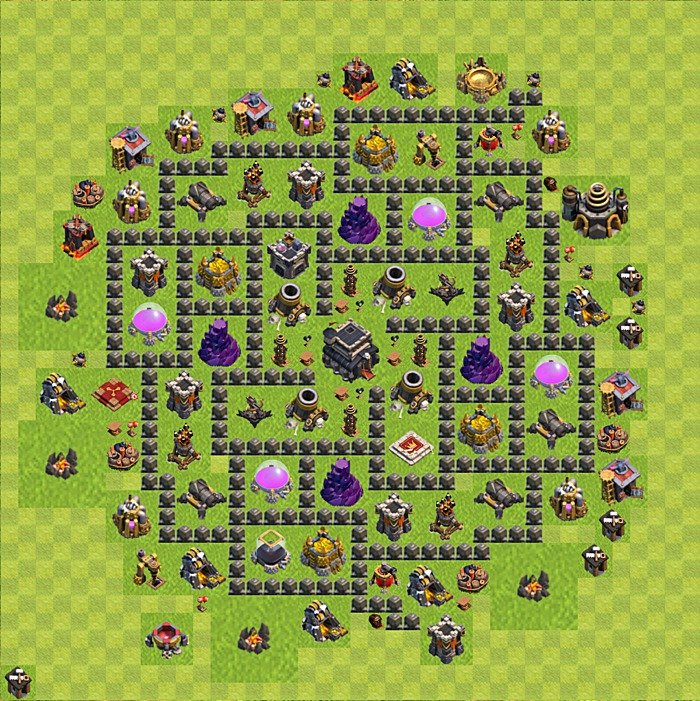 TH9 Trophy Base Plan, Town Hall 9 Base Design, #71