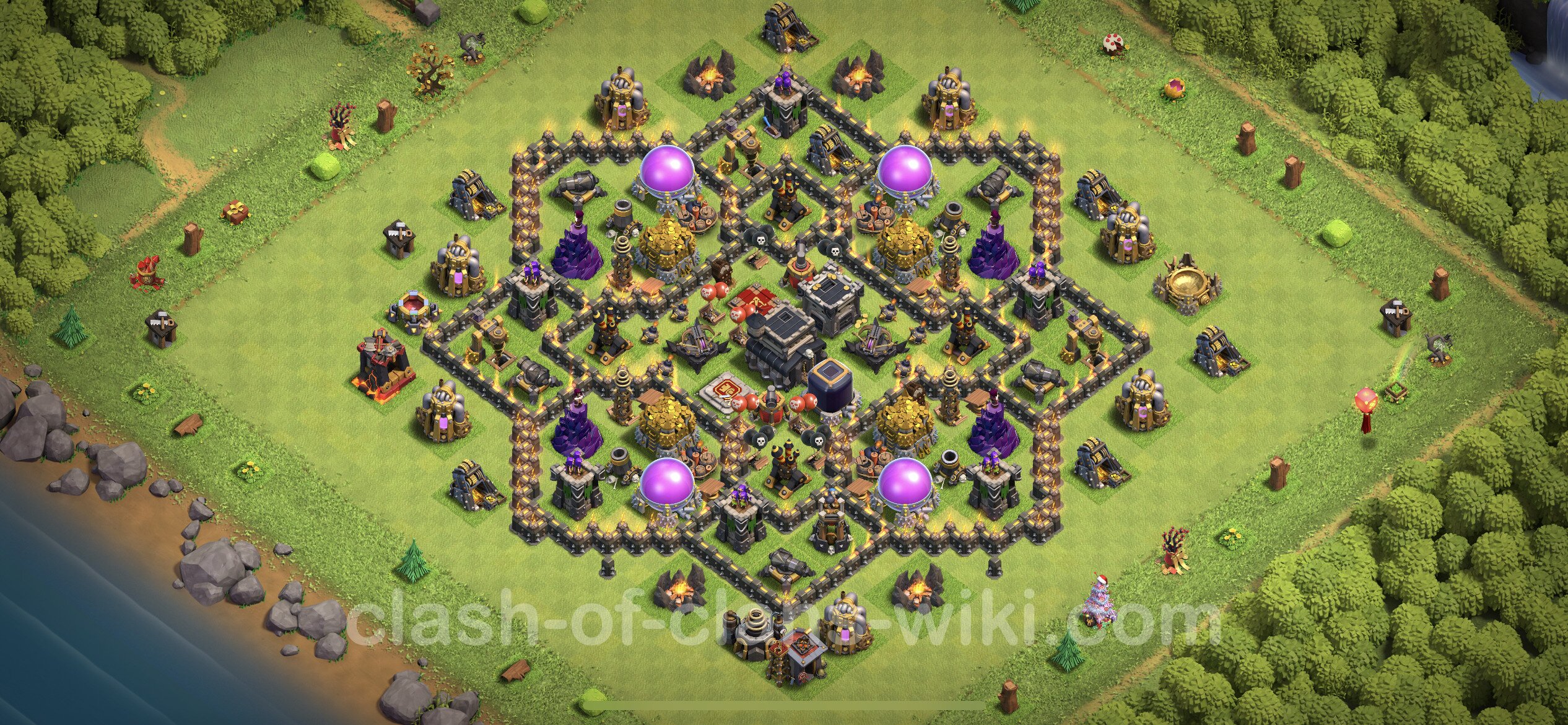 Farming Base TH9 Max Levels With Link Anti 3 Stars Anti Air Dragon   Th9 Farm 607 