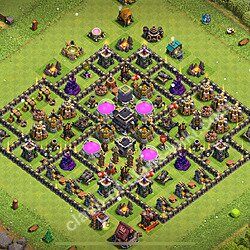 Base plan TH9 (design / layout) with Link, Anti 3 Stars, Hybrid for Farming 2026, #1678