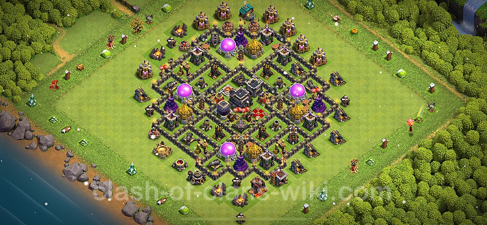Base plan TH9 (design / layout) with Link, Anti 2 Stars, Anti Everything for Farming 2024, #1240