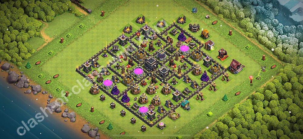 Base plan TH9 (design / layout) with Link, Anti 3 Stars for Farming 2026, #1665