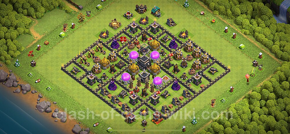 Base plan TH9 (design / layout) with Link, Anti 3 Stars, Hybrid for Farming 2024, #1678