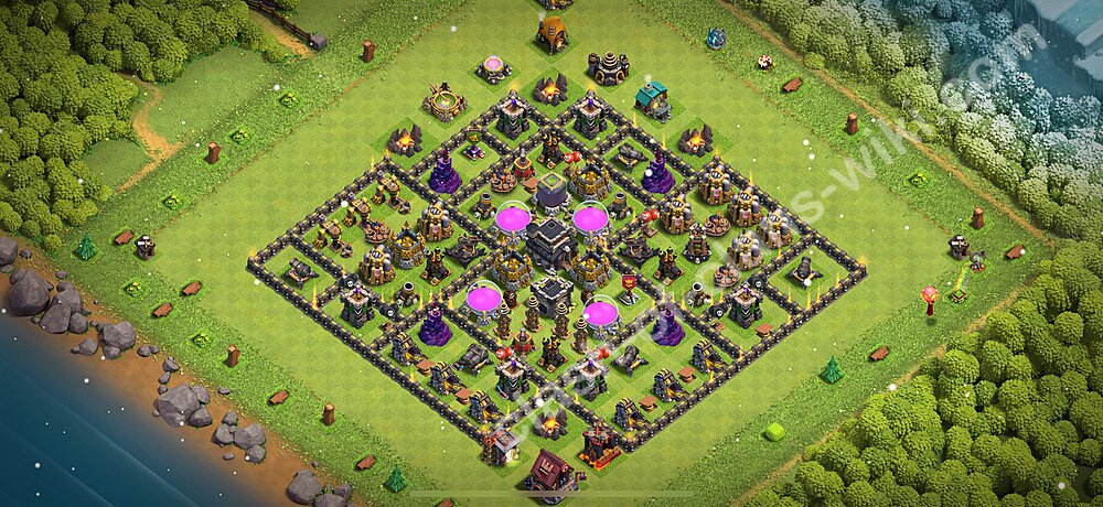 Base plan TH9 (design / layout) with Link, Anti 3 Stars, Hybrid for Farming 2026, #1678