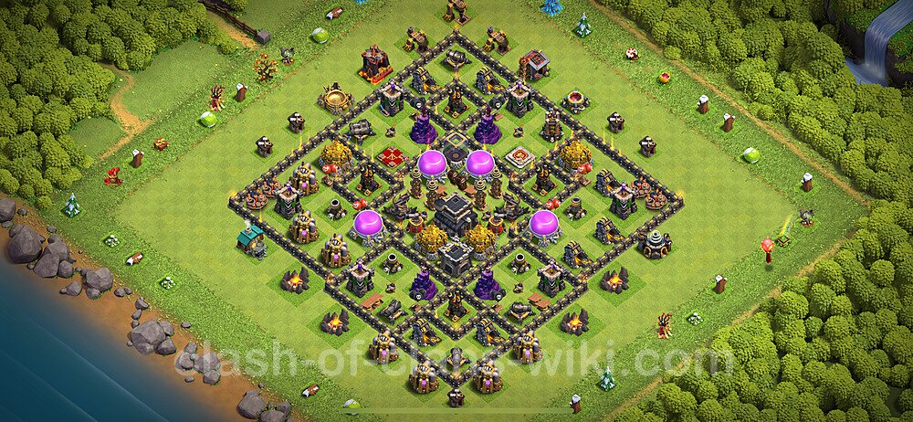 Base plan TH9 Max Levels with Link, Hybrid for Farming 2024, #1698