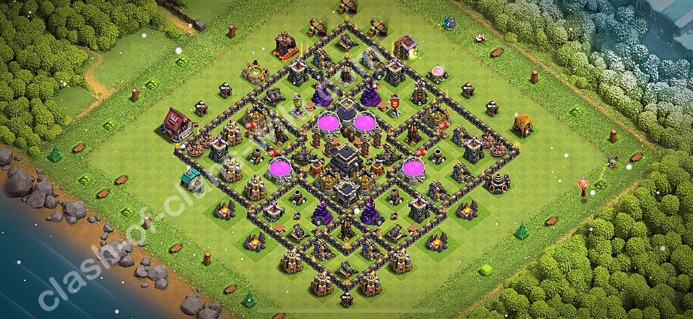 Base plan TH9 Max Levels with Link, Hybrid for Farming 2026, #1698