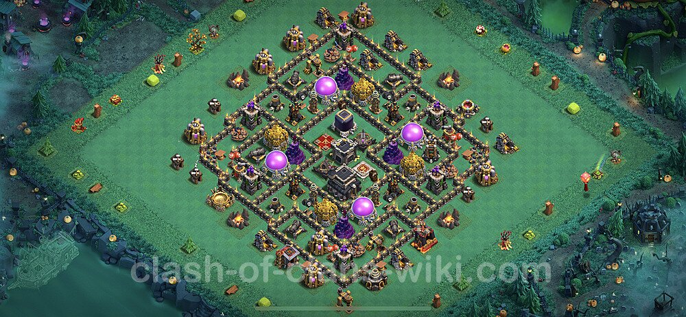 Base plan TH9 Max Levels with Link, Anti Everything, Hybrid for Farming, #195