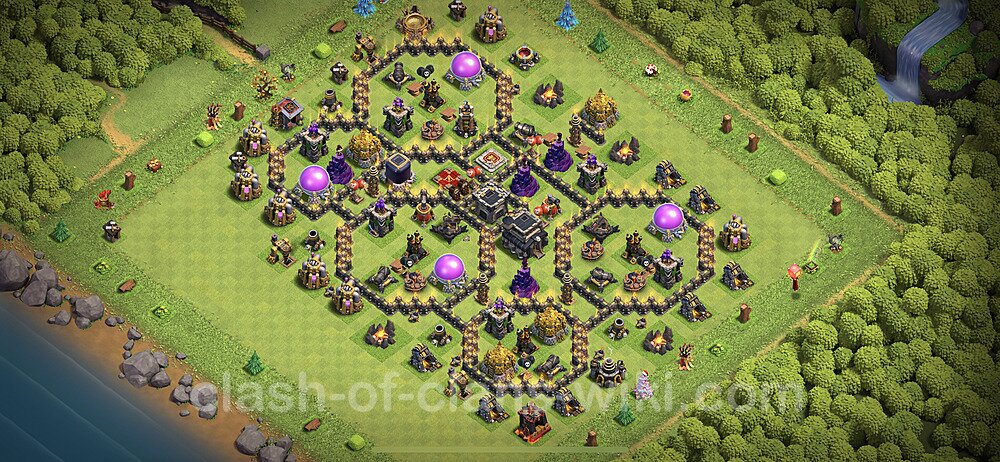 Base plan TH9 Max Levels with Link, Anti Everything, Hybrid for Farming 2023, #605