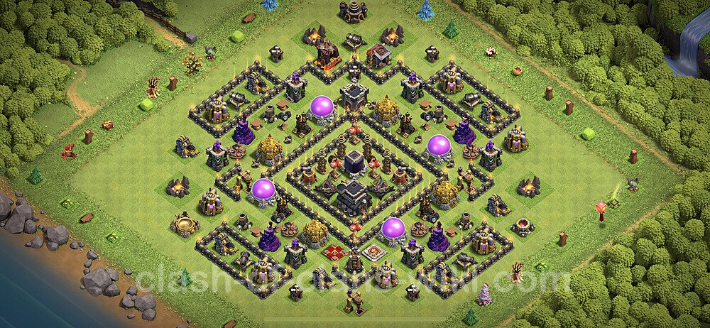 Base plan TH9 (design / layout) with Link, Anti 3 Stars, Hybrid for Farming 2023, #618