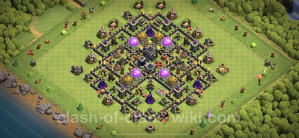 Base plan TH9 Max Levels with Link, Anti Everything, Hybrid for Farming 2023, #626