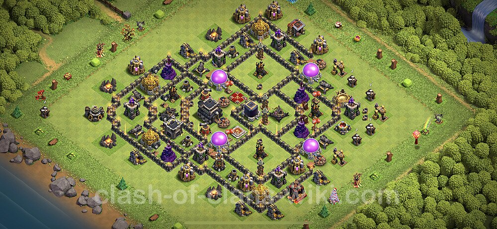 Base plan TH9 (design / layout) with Link, Anti Everything, Hybrid for Farming 2023, #628