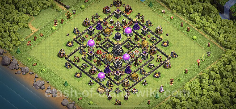 Base plan TH9 (design / layout) with Link, Anti 3 Stars, Hybrid for Farming 2023, #633