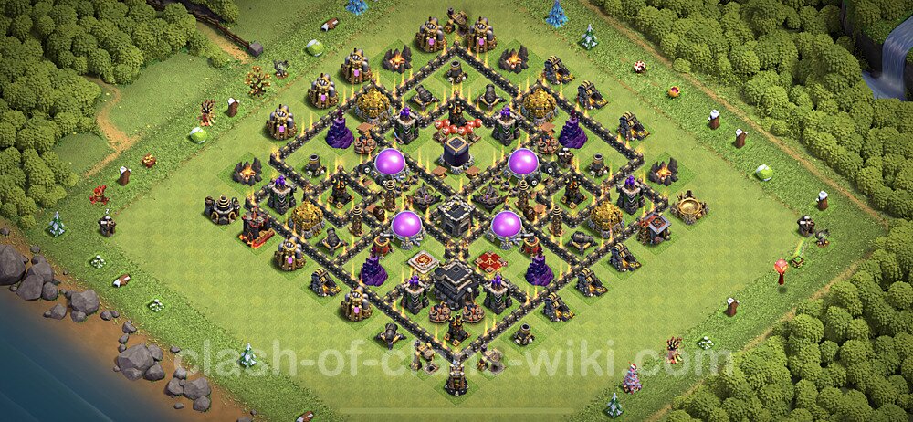 Base plan TH9 Max Levels with Link, Hybrid for Farming 2023, #636