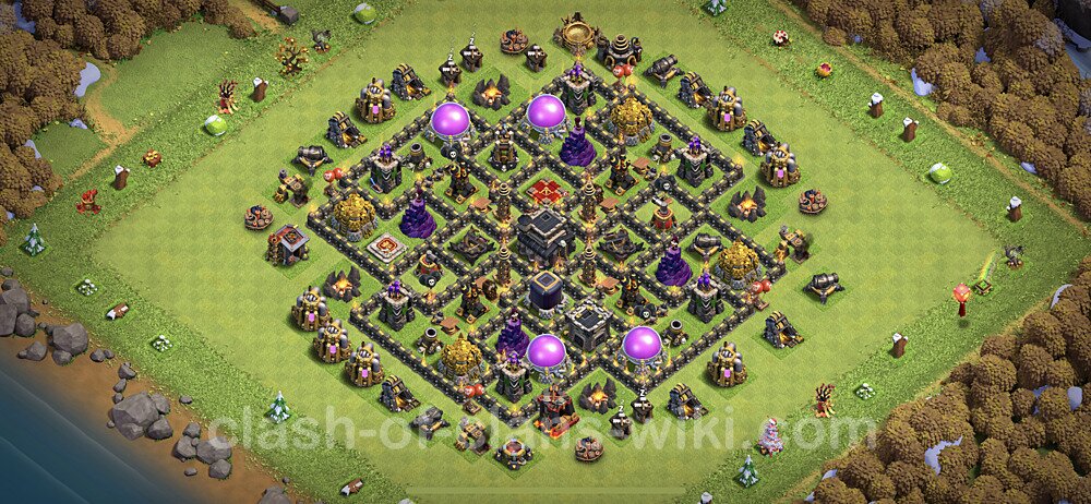 Base plan TH9 (design / layout) with Link, Anti 3 Stars, Hybrid for Farming 2023, #640