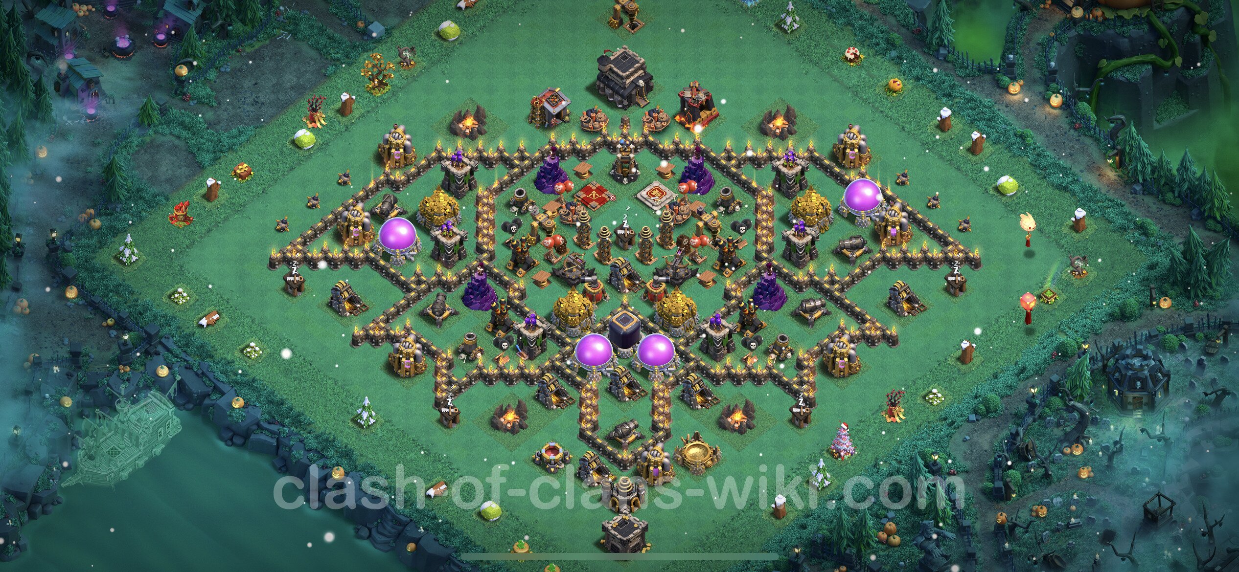 Funny Troll Base TH9 with Link - Town Hall Level 9 Art Base Copy, #16