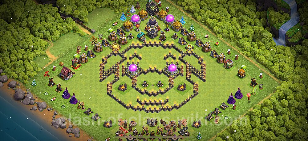 TH9 Troll Base Plan with Link, Copy Town Hall 9 Funny Art Layout 2025, #1007