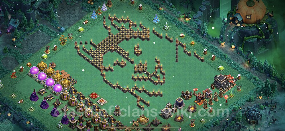 TH9 Troll Base Plan with Link, Copy Town Hall 9 Funny Art Layout, #12