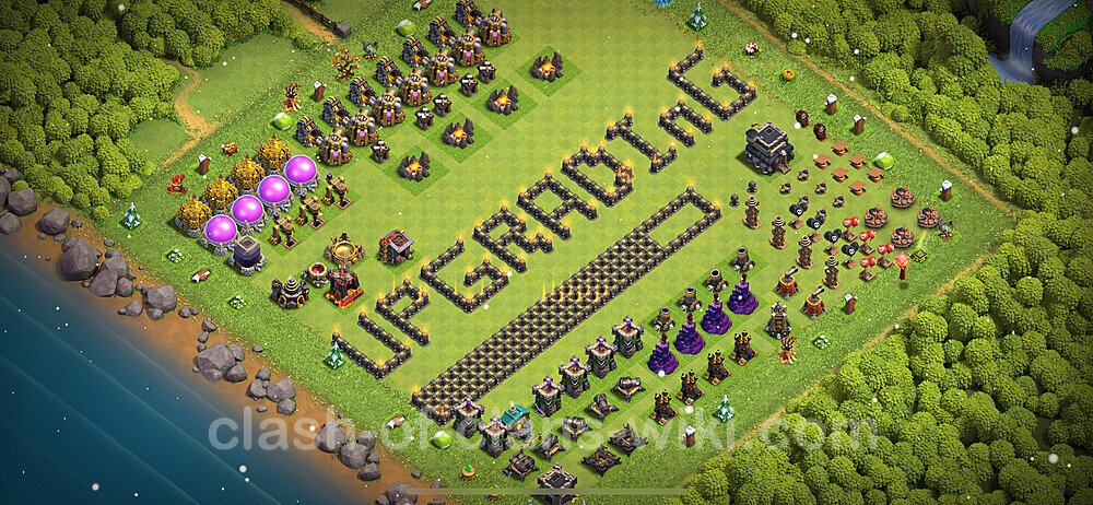 TH9 Troll Base Plan with Link, Copy Town Hall 9 Funny Art Layout 2024, #1216