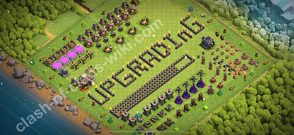 TH9 Troll Base Plan with Link, Copy Town Hall 9 Funny Art Layout 2026, #1216