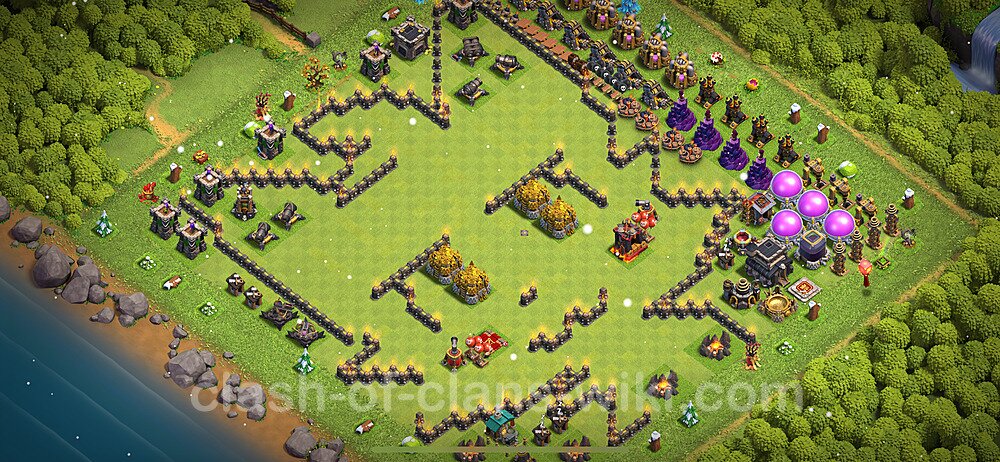 TH9 Troll Base Plan with Link, Copy Town Hall 9 Funny Art Layout 2024, #1230