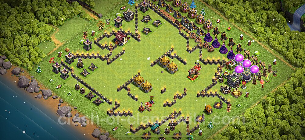 TH9 Troll Base Plan with Link, Copy Town Hall 9 Funny Art Layout 2025, #1230