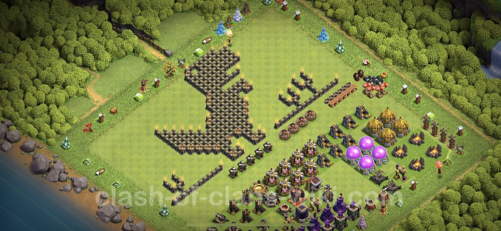 TH9 Troll Base Plan with Link, Copy Town Hall 9 Funny Art Layout 2023, #5