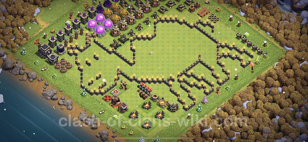 TH9 Troll Base Plan with Link, Copy Town Hall 9 Funny Art Layout 2023, #837