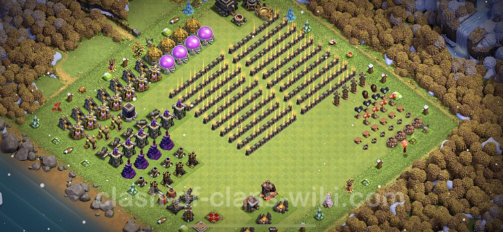 TH9 Troll Base Plan with Link, Copy Town Hall 9 Funny Art Layout 2023, #838