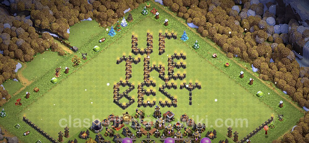 TH9 Troll Base Plan with Link, Copy Town Hall 9 Funny Art Layout 2023, #864