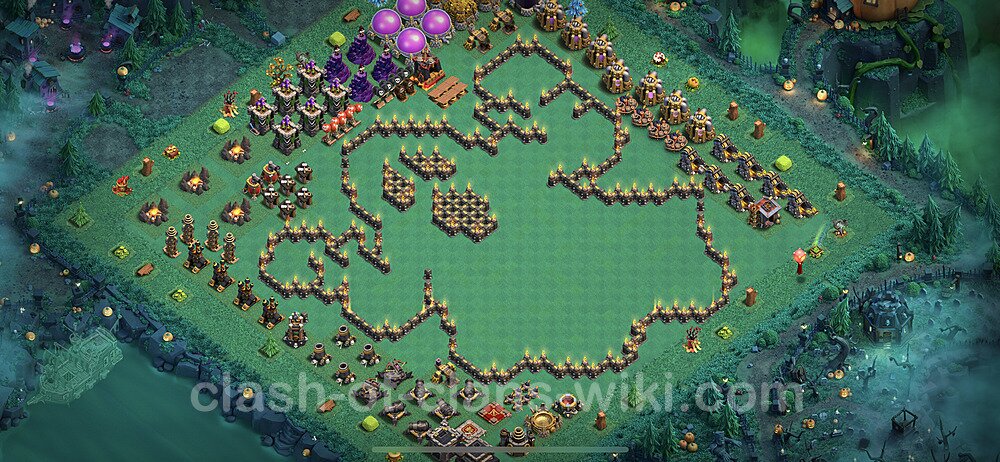 TH9 Troll Base Plan with Link, Copy Town Hall 9 Funny Art Layout 2023, #977