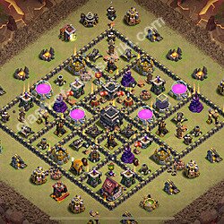 Die Anti 2 Sterne Clan War Base RH9 + Link, Hybrid 2026 - COC Rathaus Level 9 Kriegsbase (CK / CW), #2524