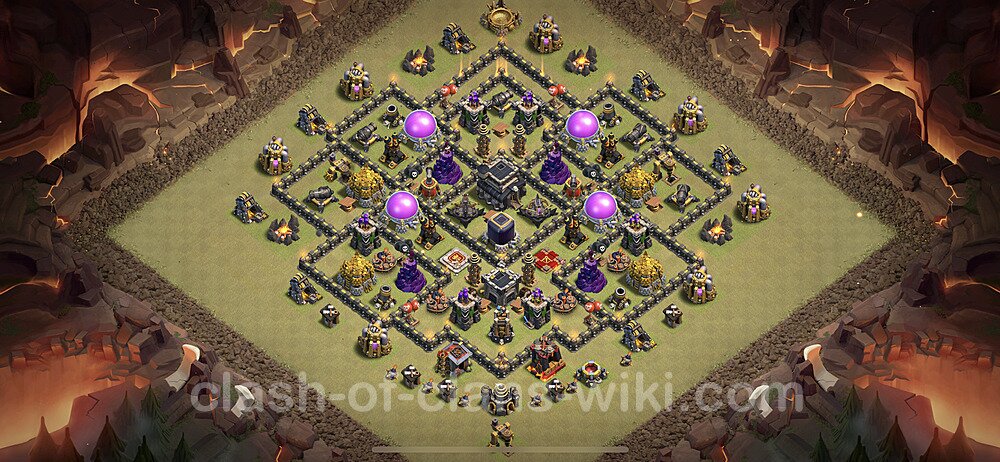 Diseño de aldea para Guerra Anti 2 Estrellas Ayuntamiento 9 Copiar, Híbrido - COC TH9 Perfecta Distribucion 2023 + Enlace, #20