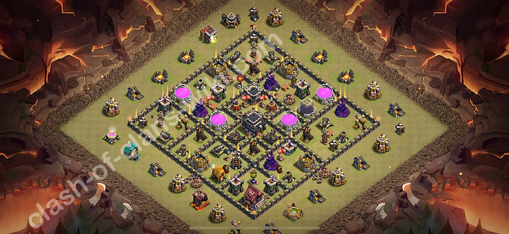 Die Anti 2 Sterne Clan War Base RH9 + Link, Hybrid 2026 - COC Rathaus Level 9 Kriegsbase (CK / CW), #2524
