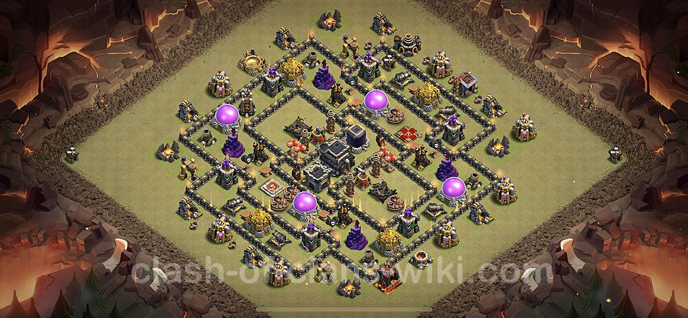 TH9 Anti 3 Stars War Base Plan with Link, Hybrid, Copy Town Hall 9 CWL Design, #3