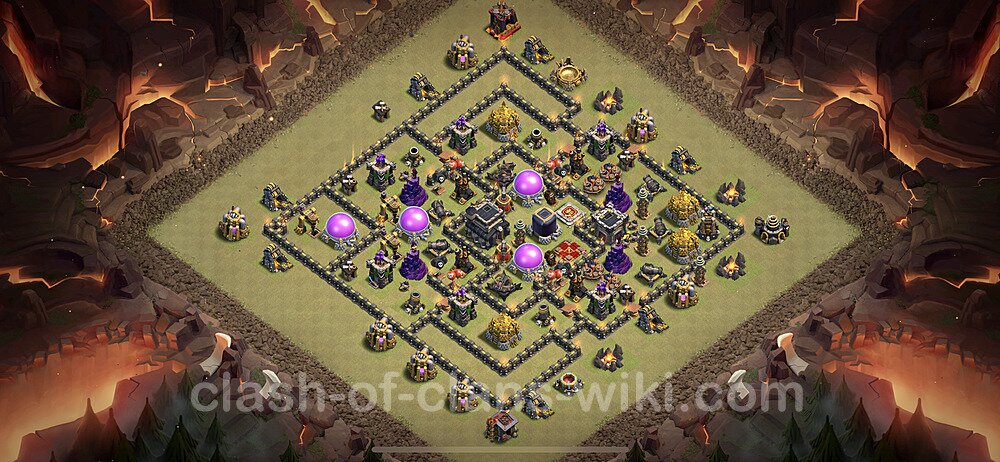 Diseño de aldea para Guerra Anti 2 Estrellas Ayuntamiento 9 Copiar, Híbrido - COC TH9 Perfecta Distribucion 2023 + Enlace, #80