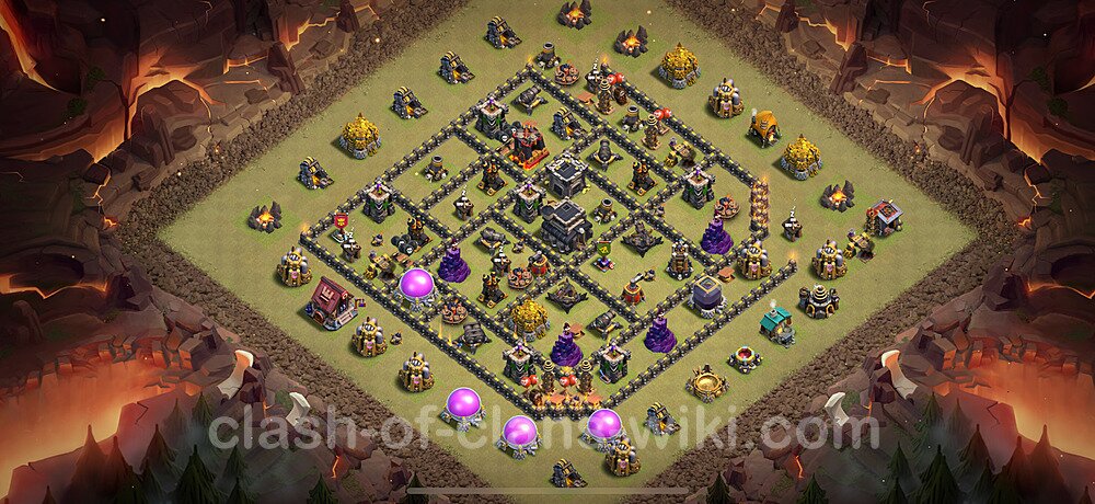 TH9 Anti 2 Stars War Base Plan with Link, Copy Town Hall 9 CWL Design 2025, #865