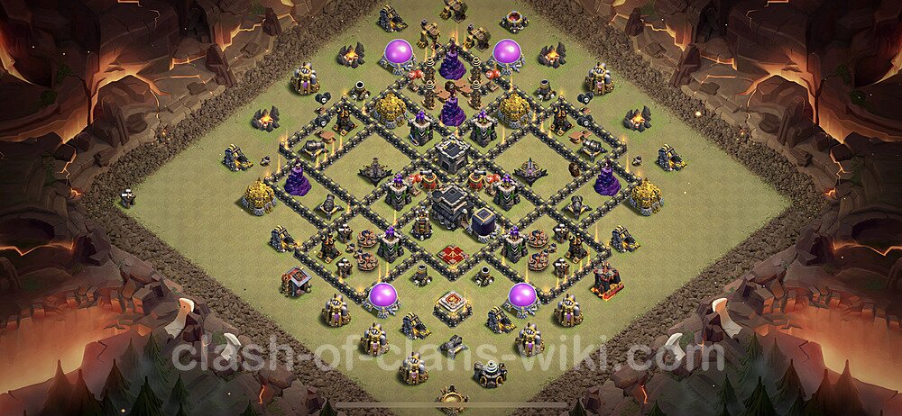 Diseño de aldea para Guerra Anti 2 Estrellas Ayuntamiento 9 Copiar, Anti Todo - COC TH9 Perfecta Distribucion 2023 + Enlace, #99