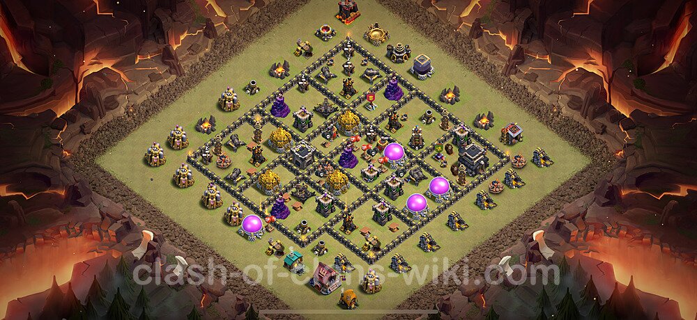 TH9 Anti 3 Stars War Base Plan with Link, Hybrid, Copy Town Hall 9 CWL Design 2025, #998